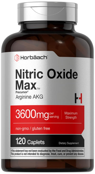 Horbäach Nitric Oxide Max 3600mg | 120 Caplets | with Arginine AAKG for Men and Women | Vegetarian, Non-GMO Horbäach uk supplements
