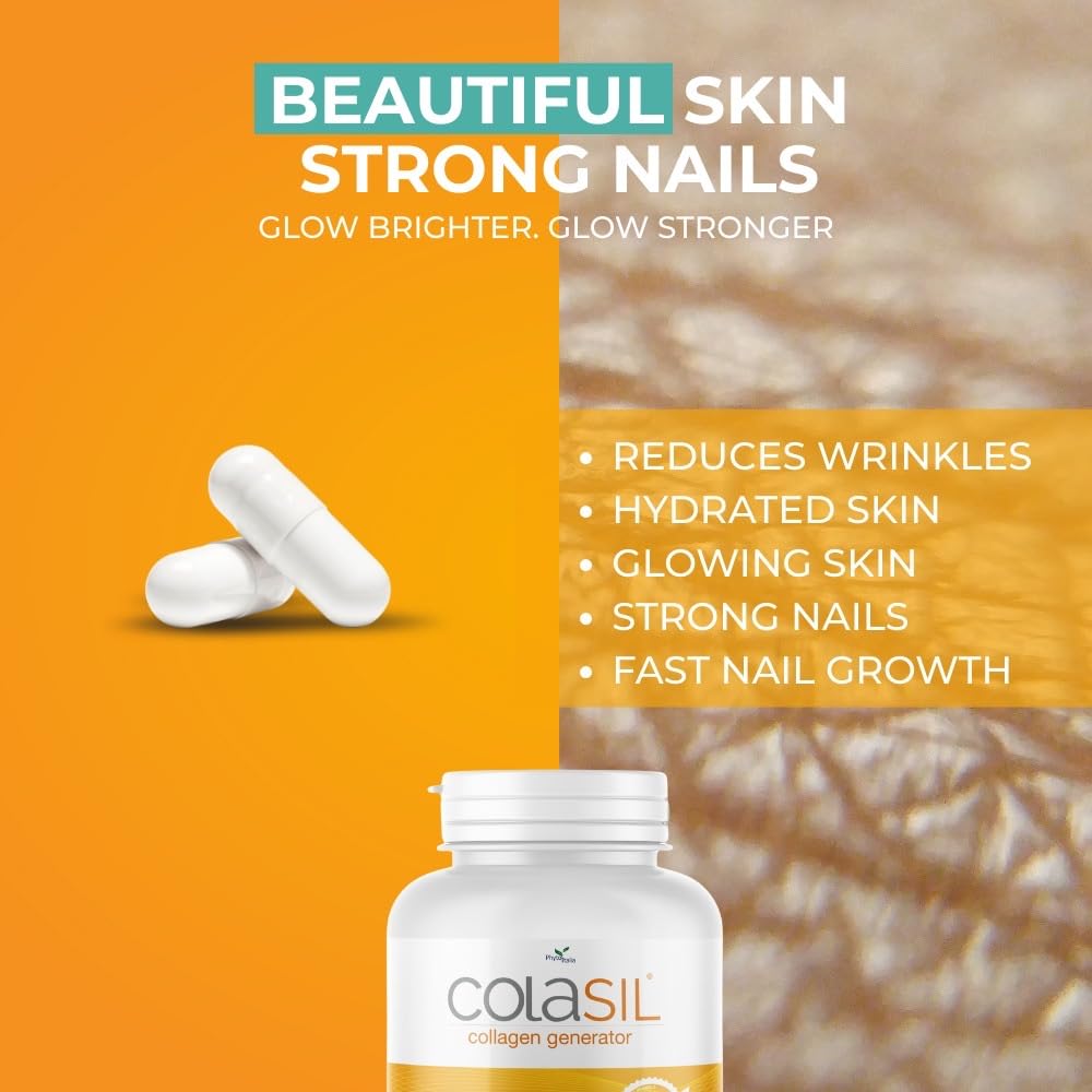 Colasil Collagen Booster Capsules – Organic Silica (OSA) + Hydrolyzed Collagen Generator for Hair, Skin, Nails, Bones & Joints – High Absorption, Non-GMO, Allergen-Free, 120 Capsules (60-Day Supply) Colasil uk supplements