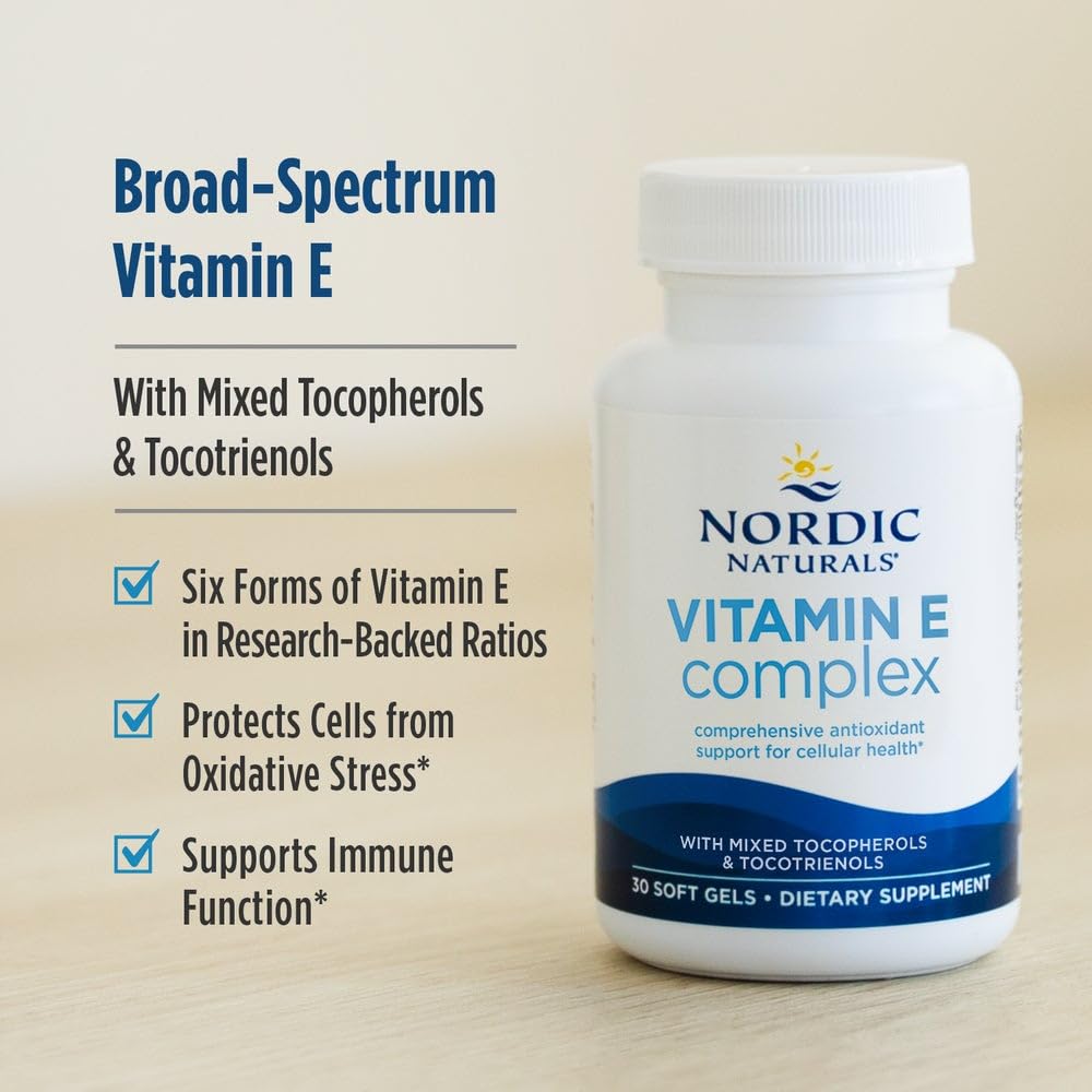 Nordic Naturals Vitamin E Complex, Unflavored - 30 Soft Gels - 6 Forms of Vitamin E for Antioxidant Support - Cellular Protection - Non-GMO - 30 Servings Nordic Naturals uk supplements