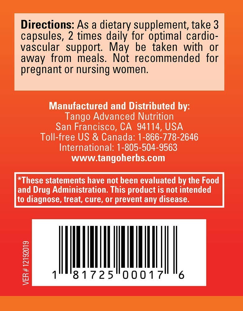 CardioPhase Natural Heart Support Supplement for Healthy Circulation and Cardiovascular Performance (180 Vegetarian Capsules) Tango uk supplements