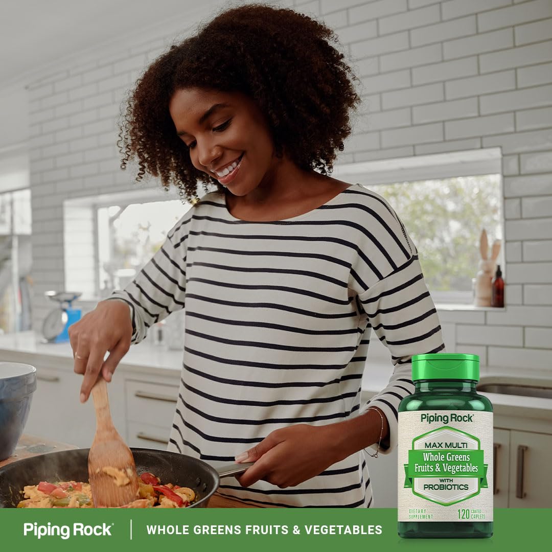 Piping Rock Fruits and Veggies Supplement | 120 Caplets | Fruit and Vegetable Blend with Probiotics | Max Multi Vitamin | Non-GMO, Gluten Free Piping Rock uk supplements
