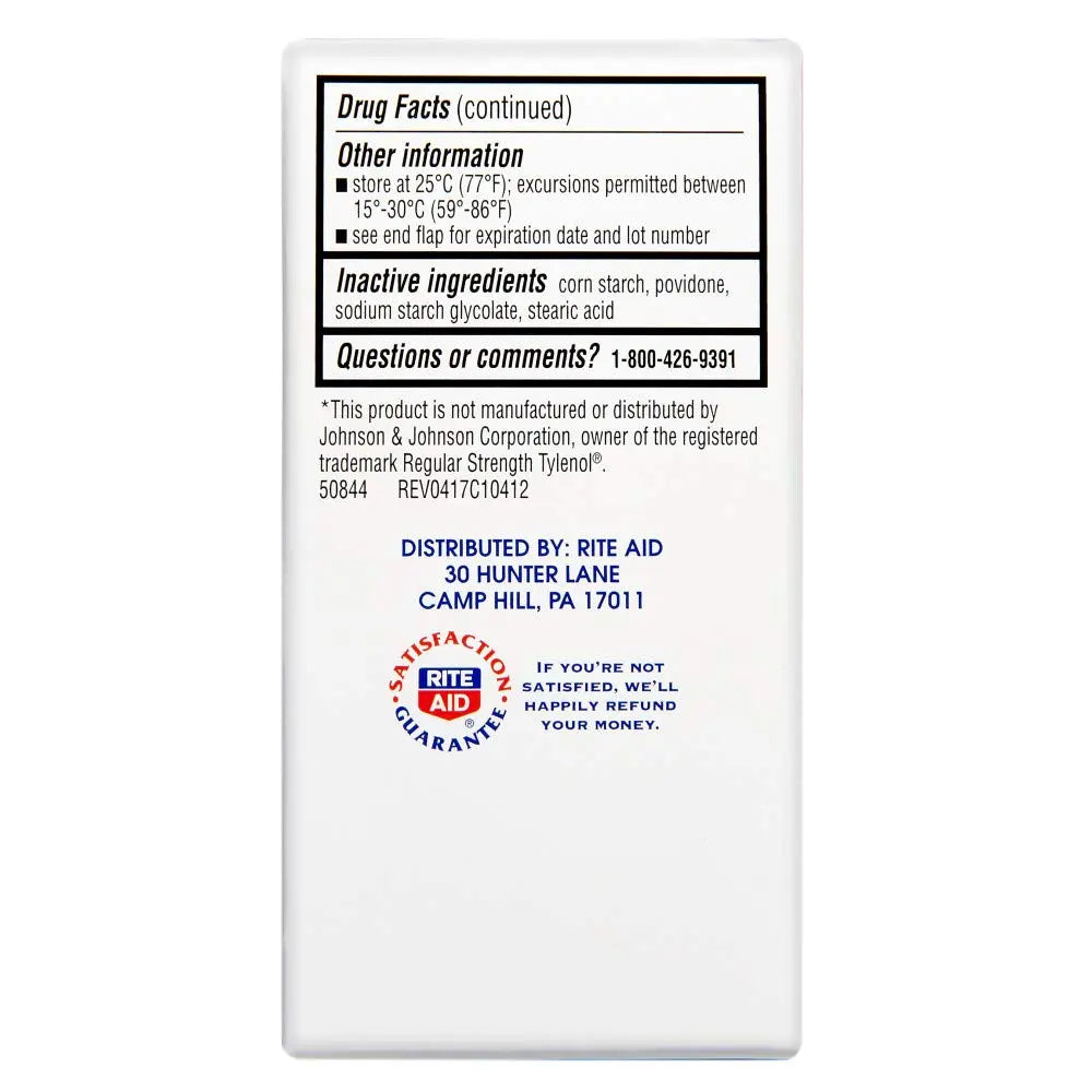 Rite Aid Regular Strength Pain Relief Acetaminophen, 325mg - 100 Tablets | Pain Reliever and Fever Reducer | Joint Pain Relief | Muscle Pain Relief | Arthritis Pain Relief | Back Pain Relief Products Rite Aid uk supplements