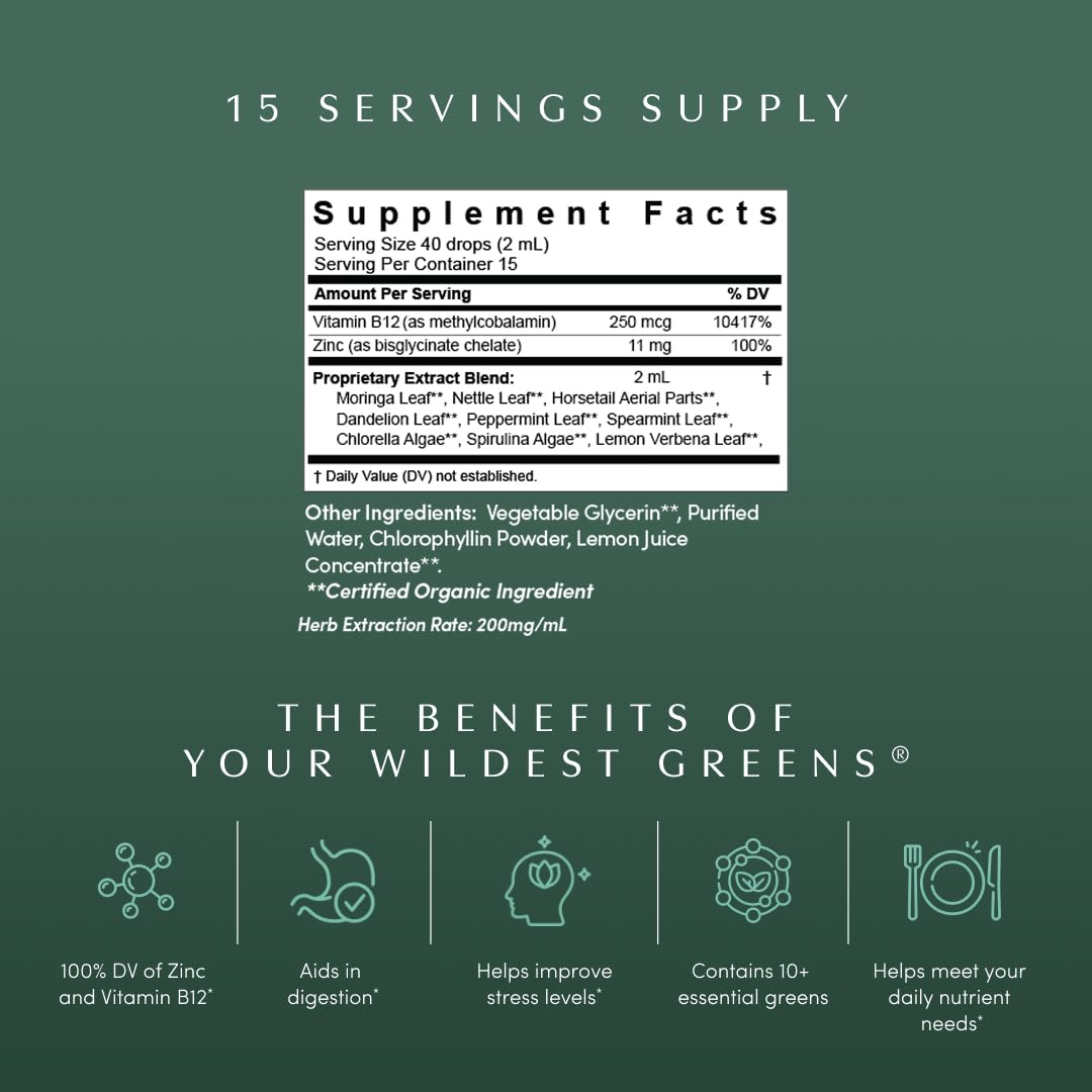 Apothékary Your Wildest Greens Herbal Liquid Drops, All-in-One Daily Superfood Supplement, Vitamin & Mineral Support, 5X Potency of Greens Powders, Sugar Free, Calorie Free, (15 Servings) 1.22oz Apothékary uk supplements