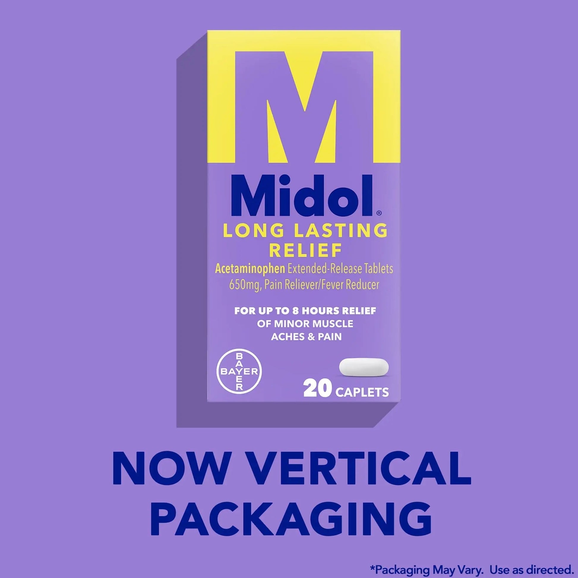 Midol Long Lasting Relief 20ct: Midol Long Lasting Relief, Menstrual Symptom Reliever & Fever Reducer, Caplets with Acetaminophen for Menstrual Pain Relief - 20 Count (Packaging May Vary) Midol uk supplements