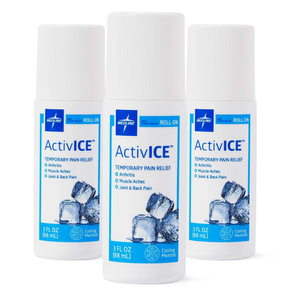 Medline ActivICE Roll-On Cooling Gel, Topical Pain Relief for Arthritis, Joint, Muscle, Back & Body Aches & Pain, 3 oz (3 Count) Medline uk supplements
