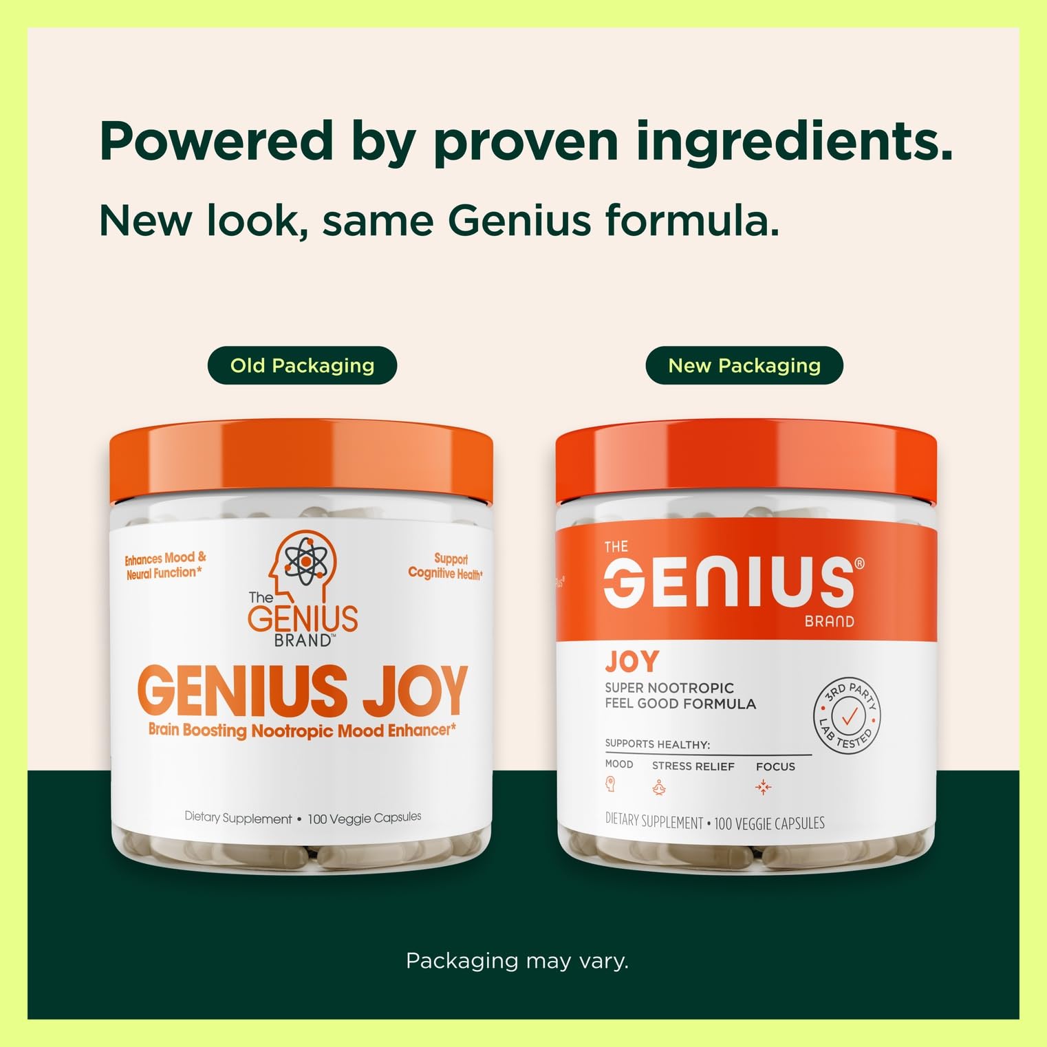 Genius Joy, Nootropic Mood Enhancer Supplement - Support Cognitive Health, Enhance Mood & Neural Function with Brain Boosting L-Theanine, Panax Ginseng & SAM-e - Organic, Non-GMO, & Gluten-Free The Genius Brand uk supplements
