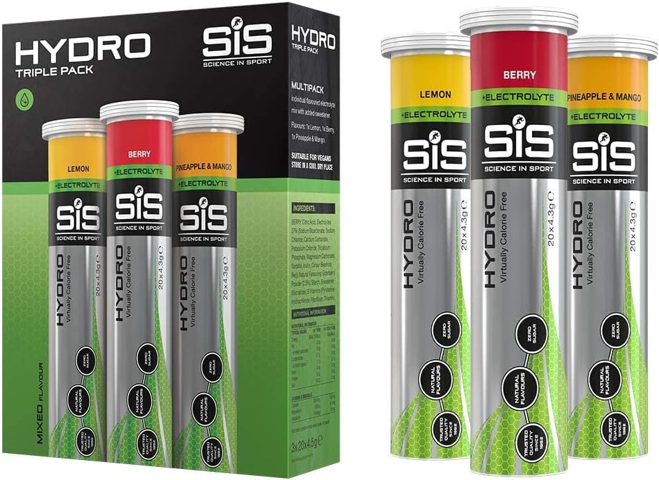 Science In Sport Hydro Hydration Tablets, Variety Pack Pineapple Mango, Berry, Lemon Science in Sport uk supplements