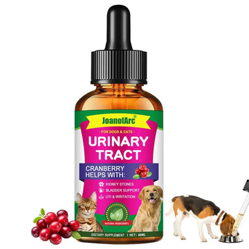 Urinary Tract for Cats, Cat & Dog Urinary Tract Drops Infection Remedy with Cranberry Dog Supplements, Cranberry Kidney Bladder Support Supplement - 60ml / 2 Fl.oz JoanofArc uk supplements