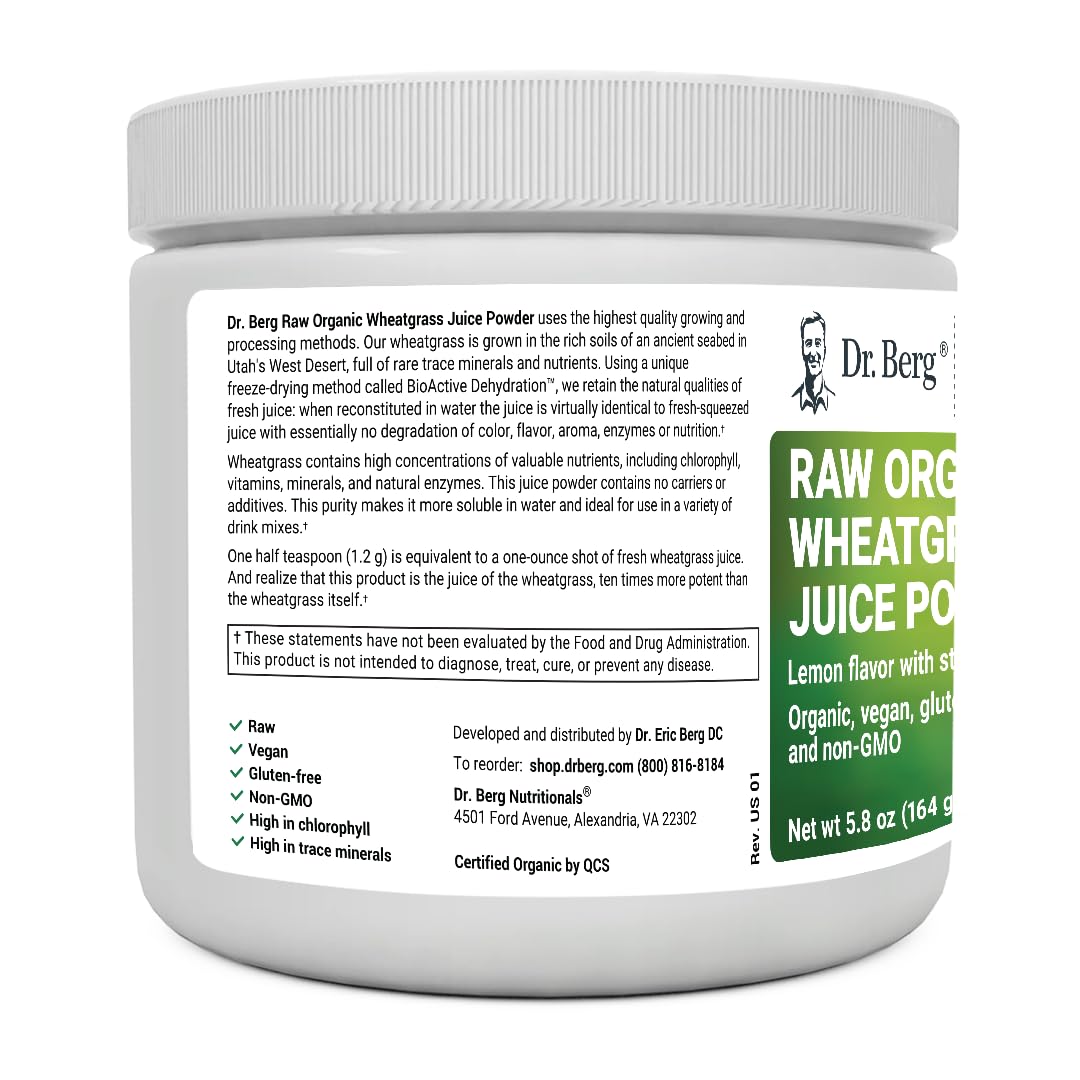 Dr. Berg's Raw Wheatgrass Juice Powder (60 Servings) - USDA Certified Organic Dr. Berg Nutritionals uk supplements