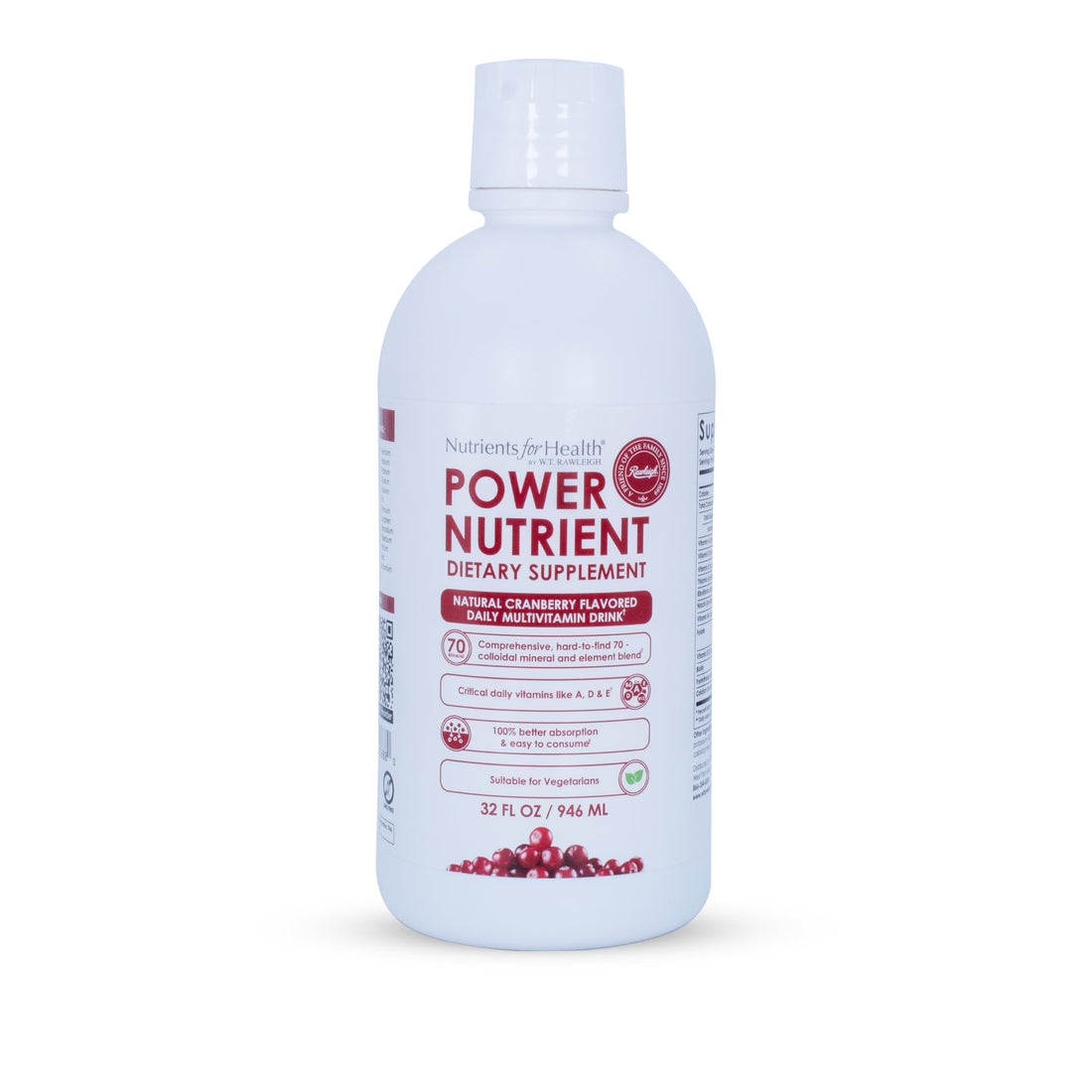 Rawleigh Power Nutrient: 32 fl oz for 1 Month - Cranberry Flavor, Daily Multivitamin Liquid Supplement for Men, Women with VIT. A - zinc & 70 Colloidal Trace Minerals, Vegetarian-Friendly, GMO Free Rawleigh uk supplements