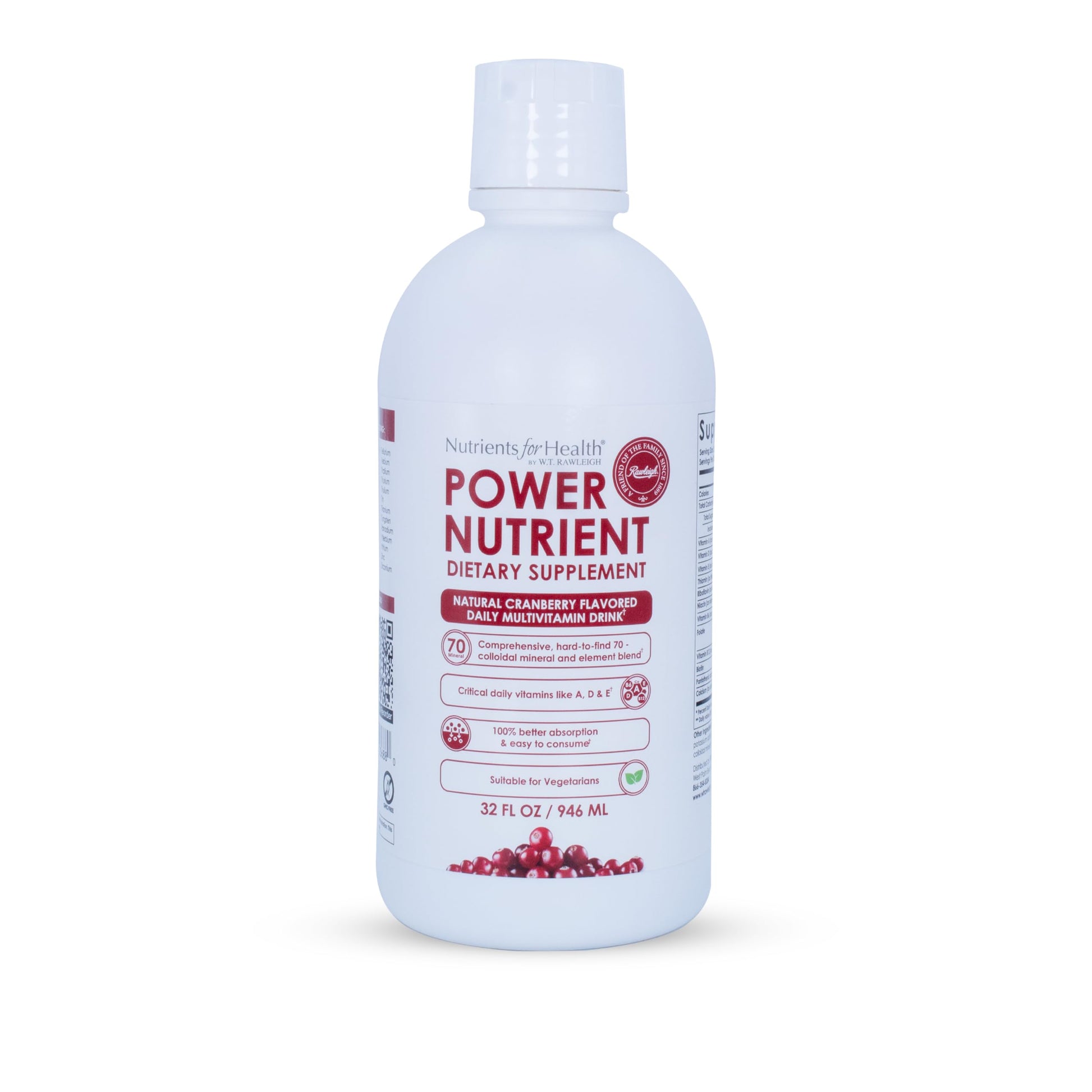 Rawleigh Power Nutrient: 32 fl oz for 1 Month - Cranberry Flavor, Daily Multivitamin Liquid Supplement for Men, Women with VIT. A - zinc & 70 Colloidal Trace Minerals, Vegetarian-Friendly, GMO Free Rawleigh uk supplements