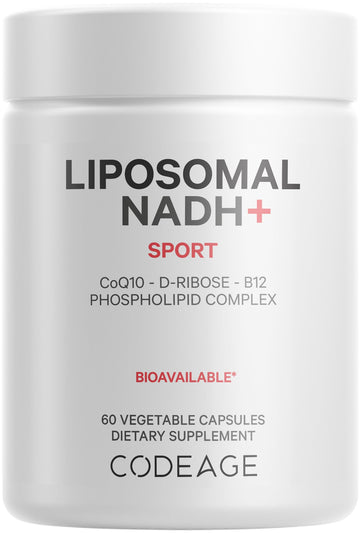 Codeage Liposomal NADH+ Supplement - NADH, Vitamin B12, D-Ribose as Bioenergy Ribose, CoQ10-2-Month Supply - Liposomal Delivery - β-Nicotinamide Adenine Dinucleotide Pills - Non-GMO - 60 Capsules Codeage uk supplements