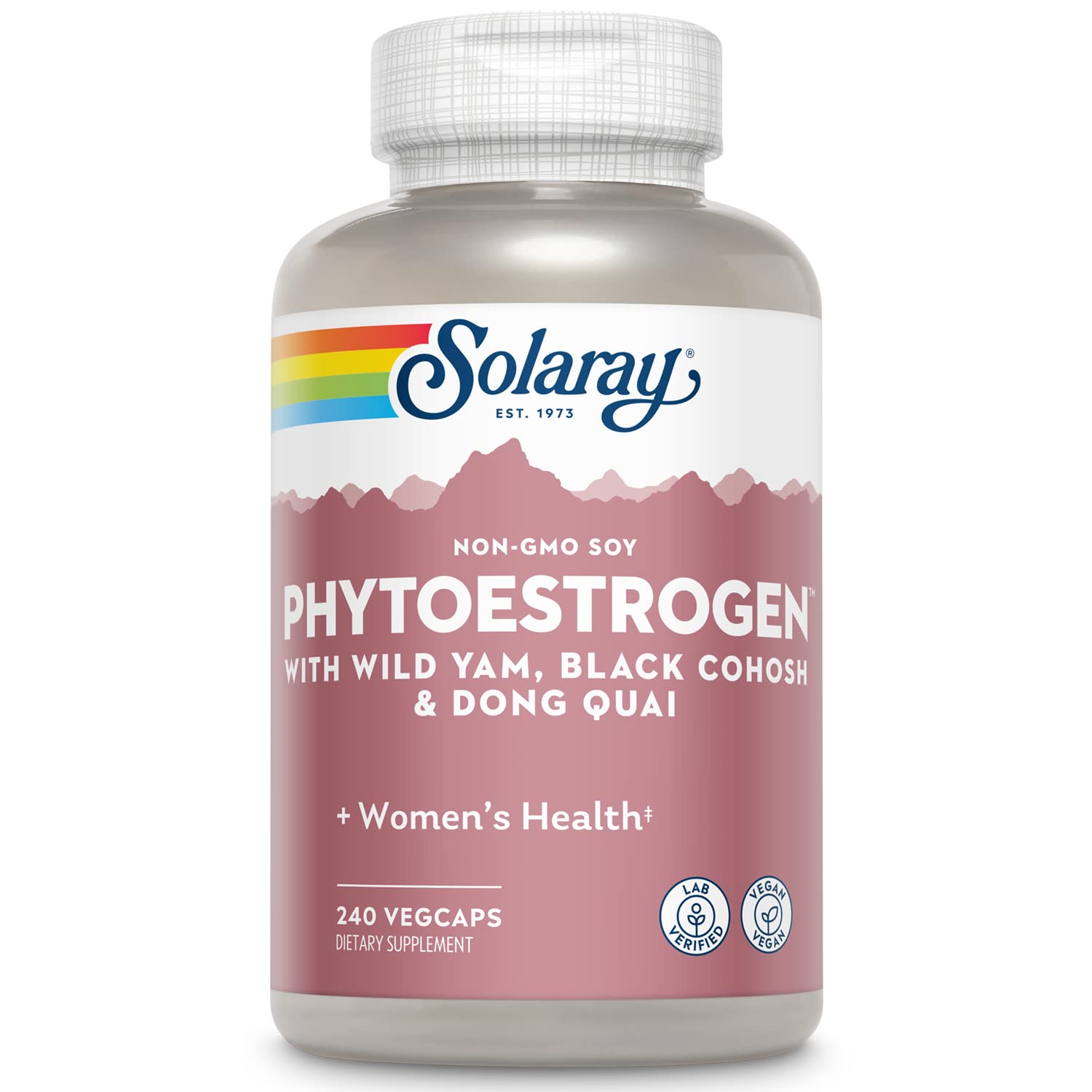 SOLARAY PhytoEstrogen Menopause Supplements with Wild Yam, Black Cohosh and Dong Quai - Phyto Estrogen Pills for Perimenopause and Menopause Support, Vegan, 60-Day Guarantee, 60 Servings, 240 VegCaps SOLARAY uk supplements