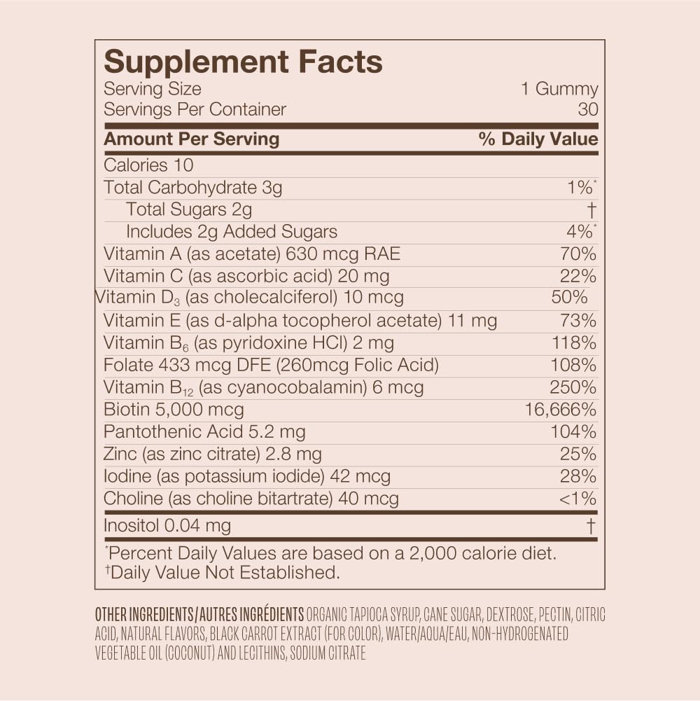 VEGAMOUR GRO Biotin Gummies, Strawberry Flavor with 5000 mcg Biotin, Supports Healthy Hair Vegan Gummies with Vitamins A, B, C, E, B-12 & More, 30 Ct VEGAMOUR uk supplements