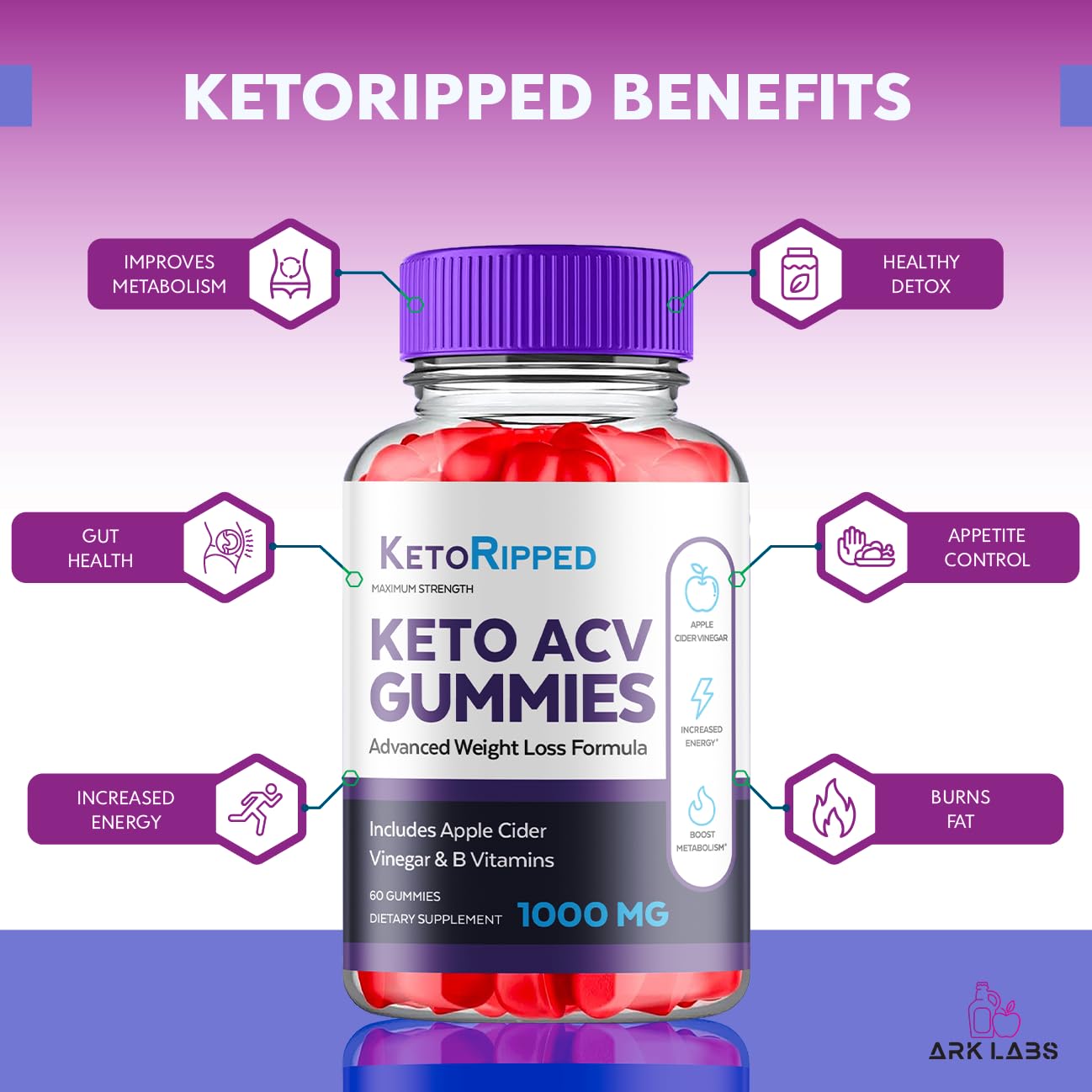 (5 Pack) Keto Ripped ACV Gummies, Keto Ripped ACV Gummies Advanced Weight Loss 1000MG Ark Labs uk supplements