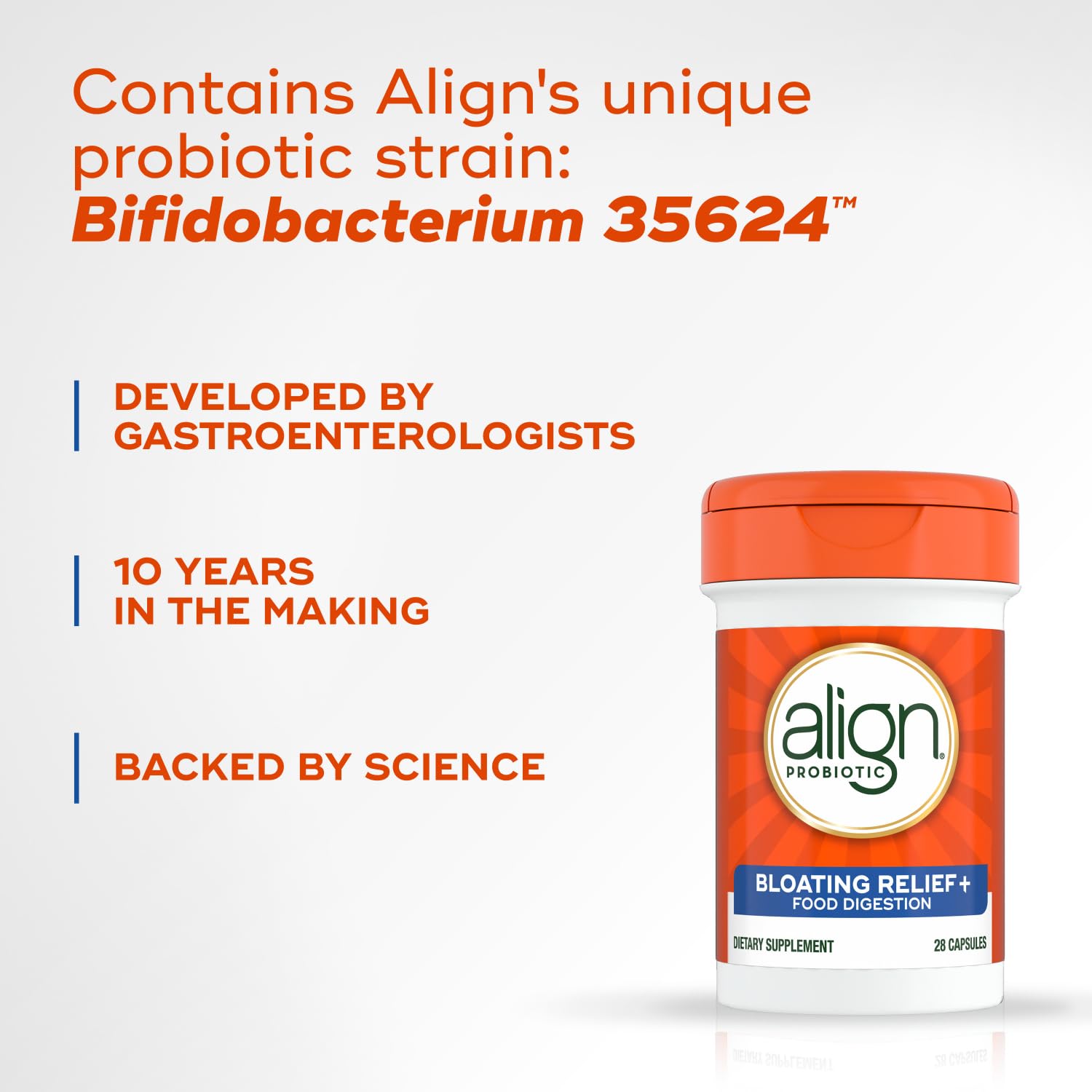 Align Probiotic Bloating Relief + Food Digestion, Probiotics for Women and Men, #1 Doctor Recommended Brand‡, Promotes Digestive Health and Helps Support the Metabolism of Food*, 28 Capsules Align uk supplements