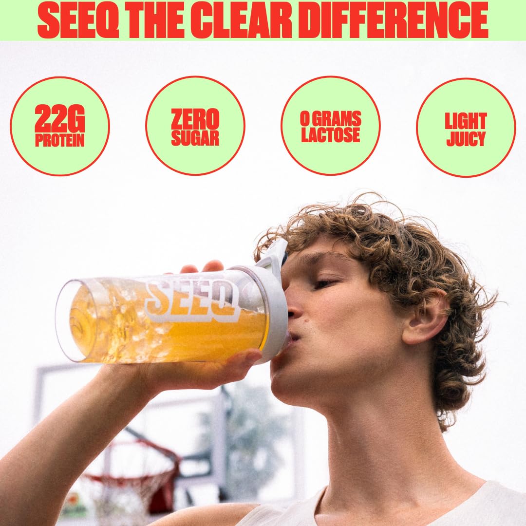 SEEQ Clear Protein Powder - Watermelon Wave - 22 Servings - 22g Clear Whey Protein Isolate - Zero Sugar - 0g Lactose - Allergen Friendly - GLP1 Support - Bone Health SEEQ uk supplements