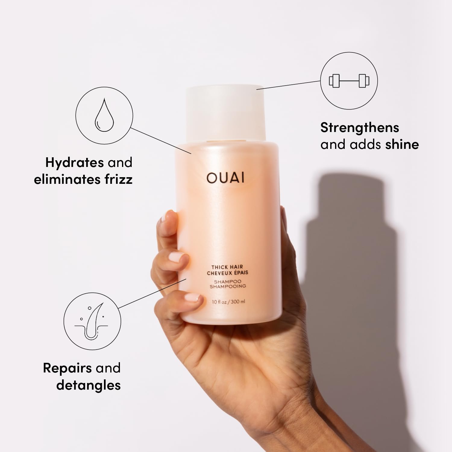 OUAI Thick Hair Shampoo and Conditioner Set - Sulfate Free Shampoo and Conditioner for Thick Hair Care - Moisturizes, Strengthens & Fights Frizz - Made with Keratin & Shea Butter (10 Fl Oz) OUAI uk supplements