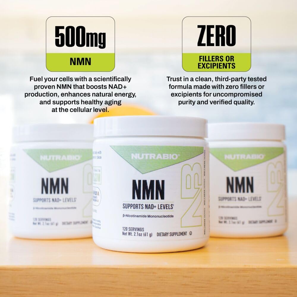 NutraBio NMN - NAD Supplement, Longevity Support, Boost NAD Levels, Increase Cellular Energy, Brain Health, Healthy Aging- 120 Servings NutraBio uk supplements