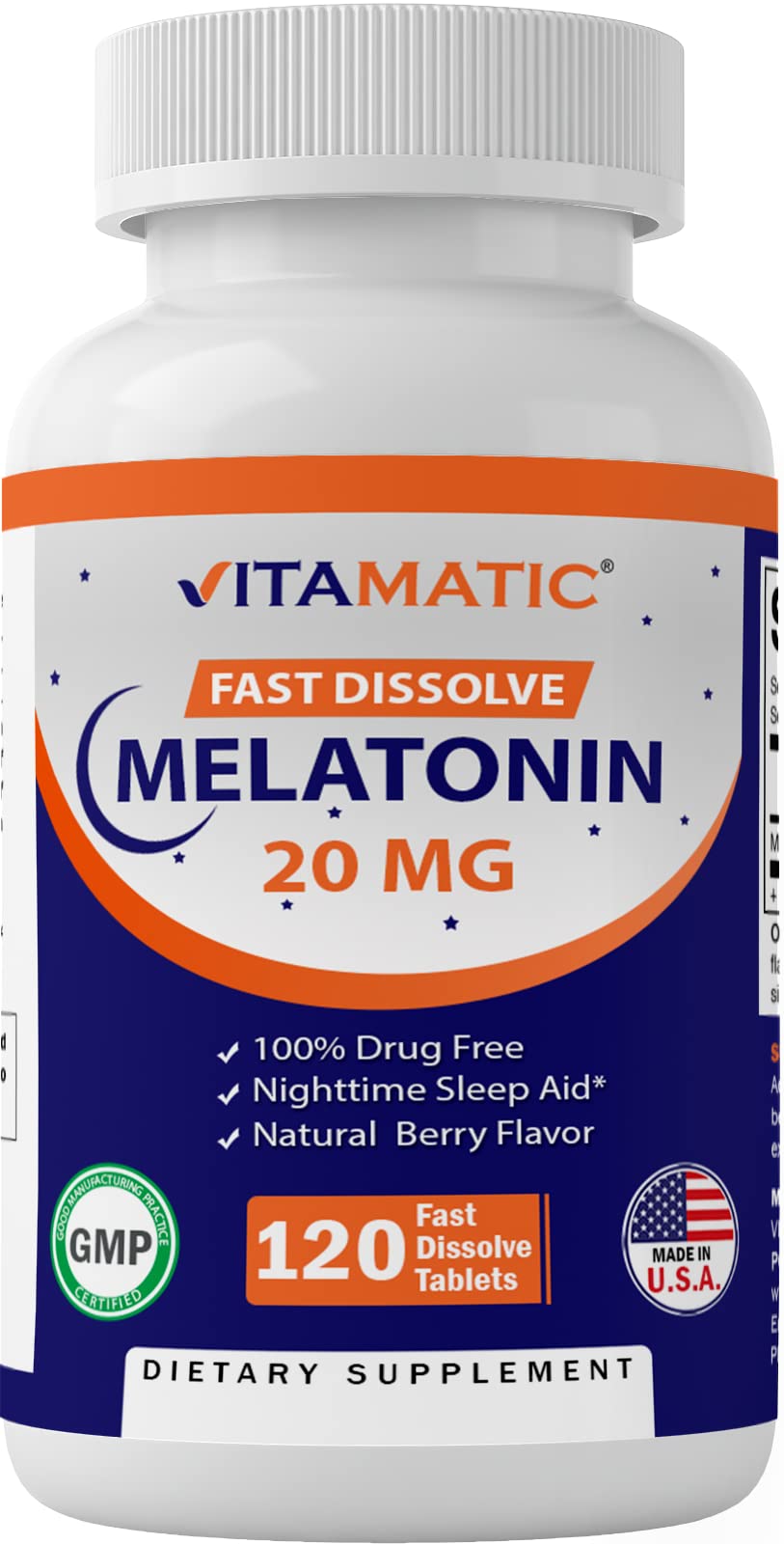 Vitamatic Melatonin 20mg Tablets | Vegetarian, Non-GMO, 6 pack Vitamatic uk supplements