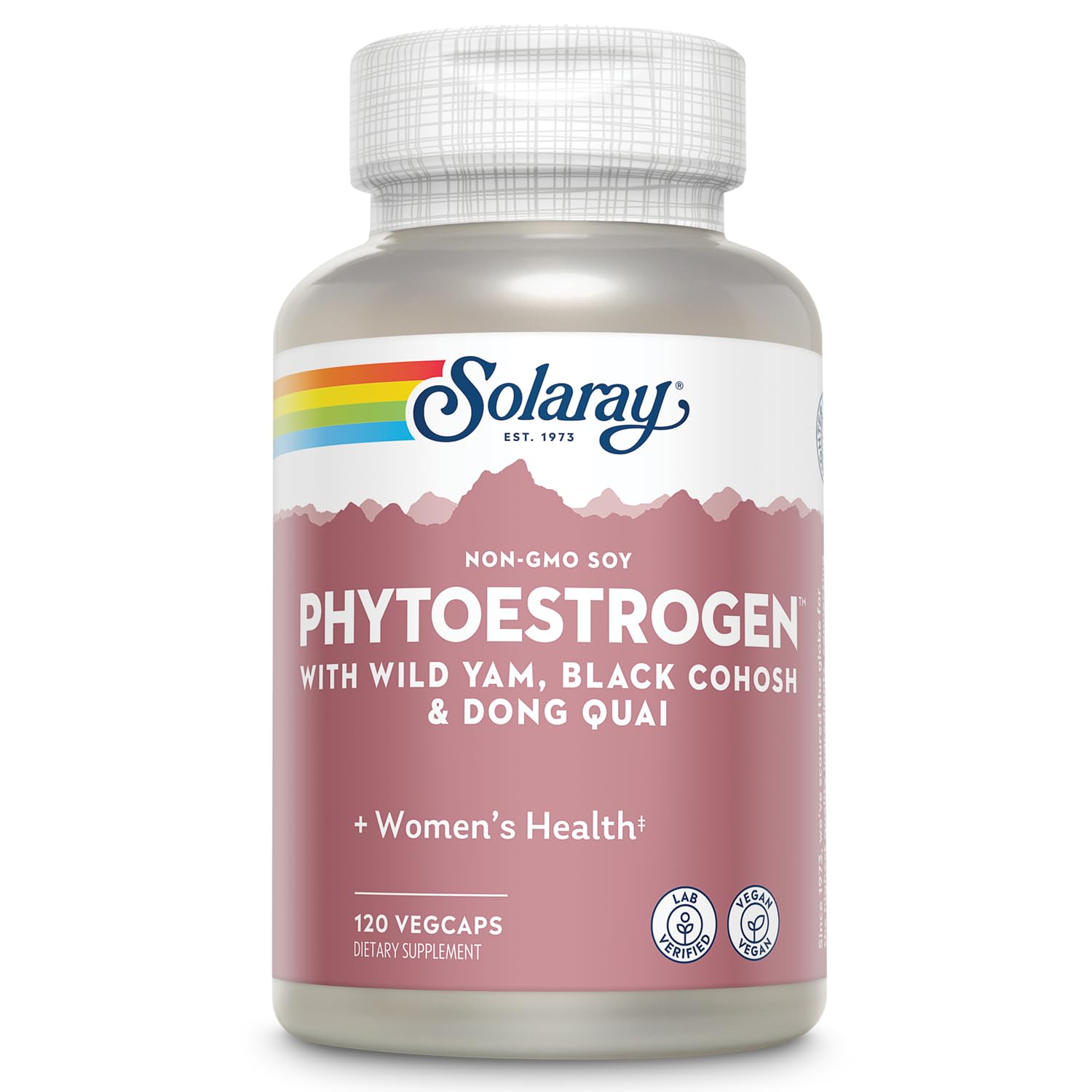 SOLARAY PhytoEstrogen Menopause Supplements - Wild Yam, Black Cohosh, and Dong Quai Estrogen Pills for Women's Health - Vegan, Lab Verified, 60-Day Guarantee (30 Servings, 120 VegCaps) SOLARAY uk supplements