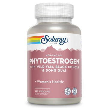 SOLARAY PhytoEstrogen Menopause Supplements - Wild Yam, Black Cohosh, and Dong Quai Estrogen Pills for Women's Health - Vegan, Lab Verified, 60-Day Guarantee (30 Servings, 120 VegCaps) SOLARAY uk supplements