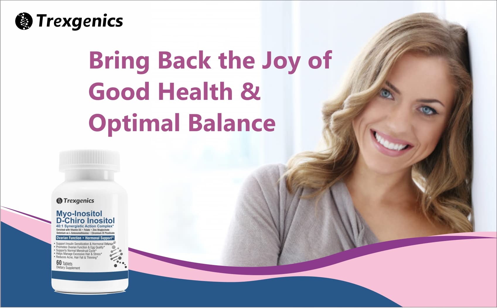 Trexgenics SYNERGISTIC & ADVANCED PCOS Support Myo-Inositol 1000 mg, D-Chiro Trexgenics uk supplements