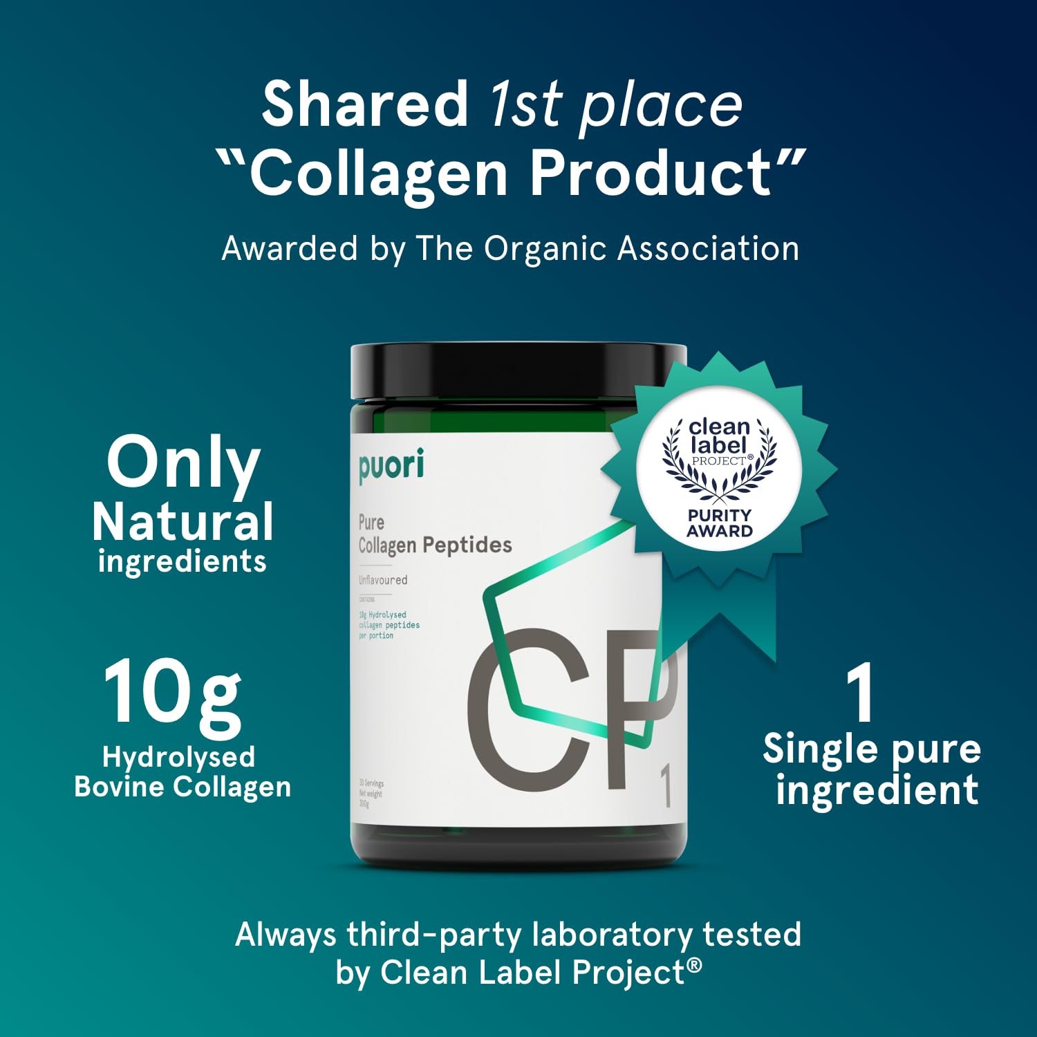 Puori CP1 Pure Collagen Hydrolysed Peptides 300g (30 Servings) Puori uk supplements