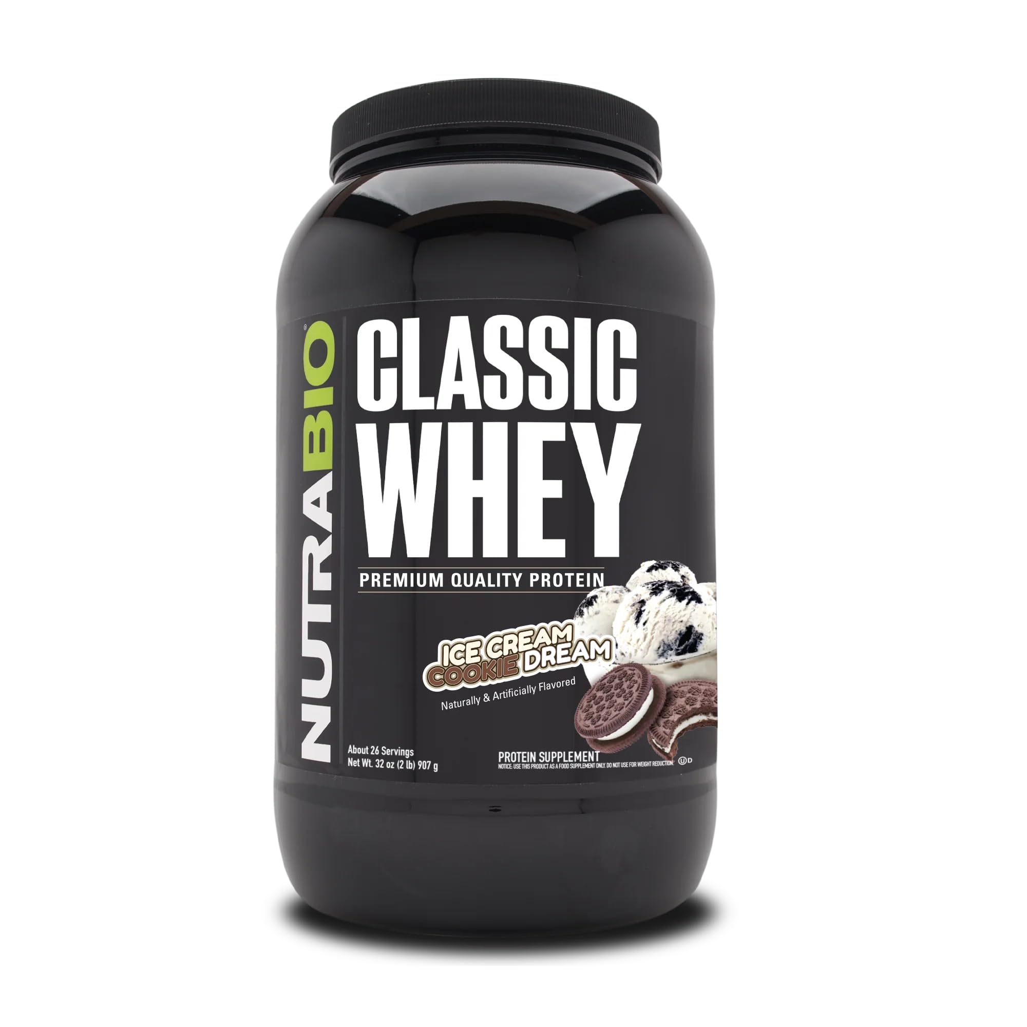 NutraBio Classic Whey Protein Powder- 25G of Protein Per Scoop - Ice Cream Cookie NutraBio uk supplements