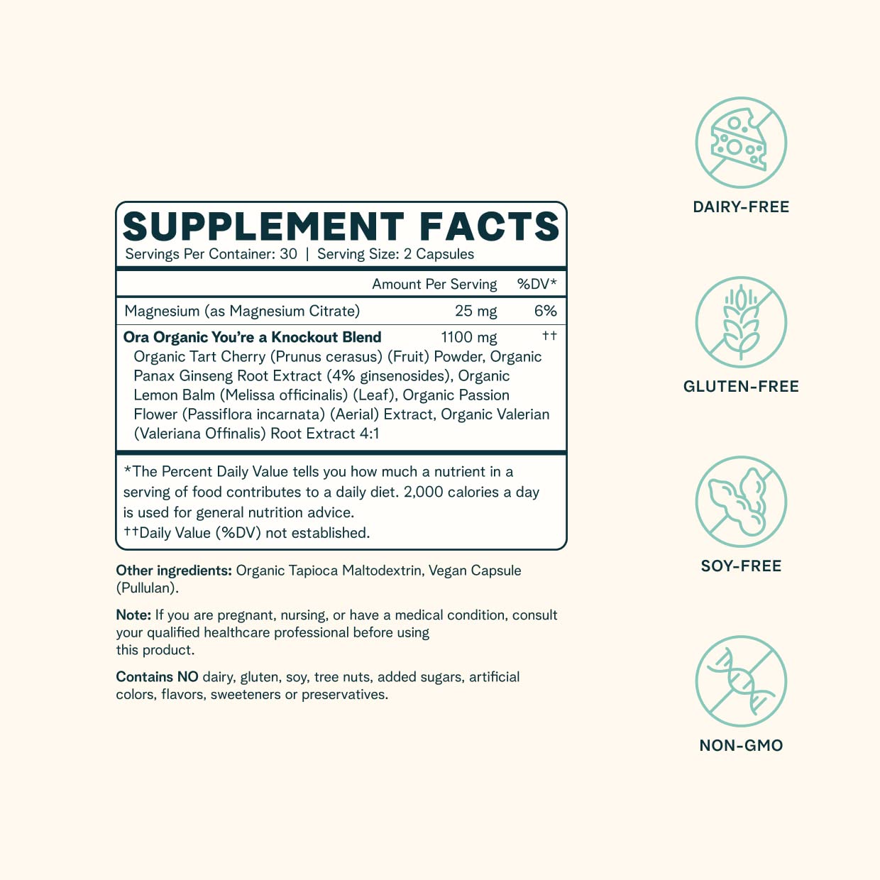 Ora Organic Natural Sleep Aid Supplement Stress Support Calming Herbal Blend with Melatonin from Tart Cherry - Includes Magnesium Citrate, Valerian Root, and Lemon Balm - 1 Month Supply, 60 Capsules Ora Organic uk supplements