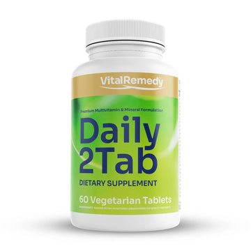 VitalRemedyMD Daily2Tab - All You Need Multivitamin Plus Multimineral Formula. 26 Essential Nutrients for Women and Men, 60 Tablets VitalRemedyMD uk supplements