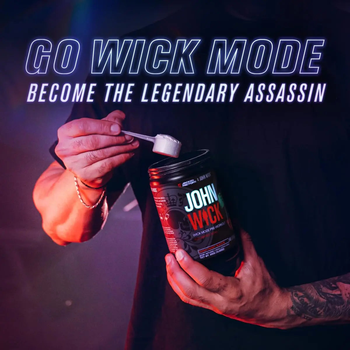 Jacked Factory X John Wick - Wick Mode Pre Workout Powder - Intense Energy, Battle-Ready Focus, Unstoppable Commitment, and Sheer Will Jacked Factory uk supplements