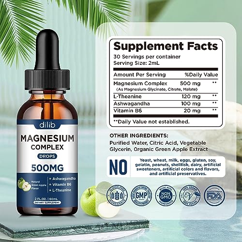 Triple Magnesium Complex Supplement-Magnesium Glycinate, Citrate, Malate Liquid dilib uk supplements