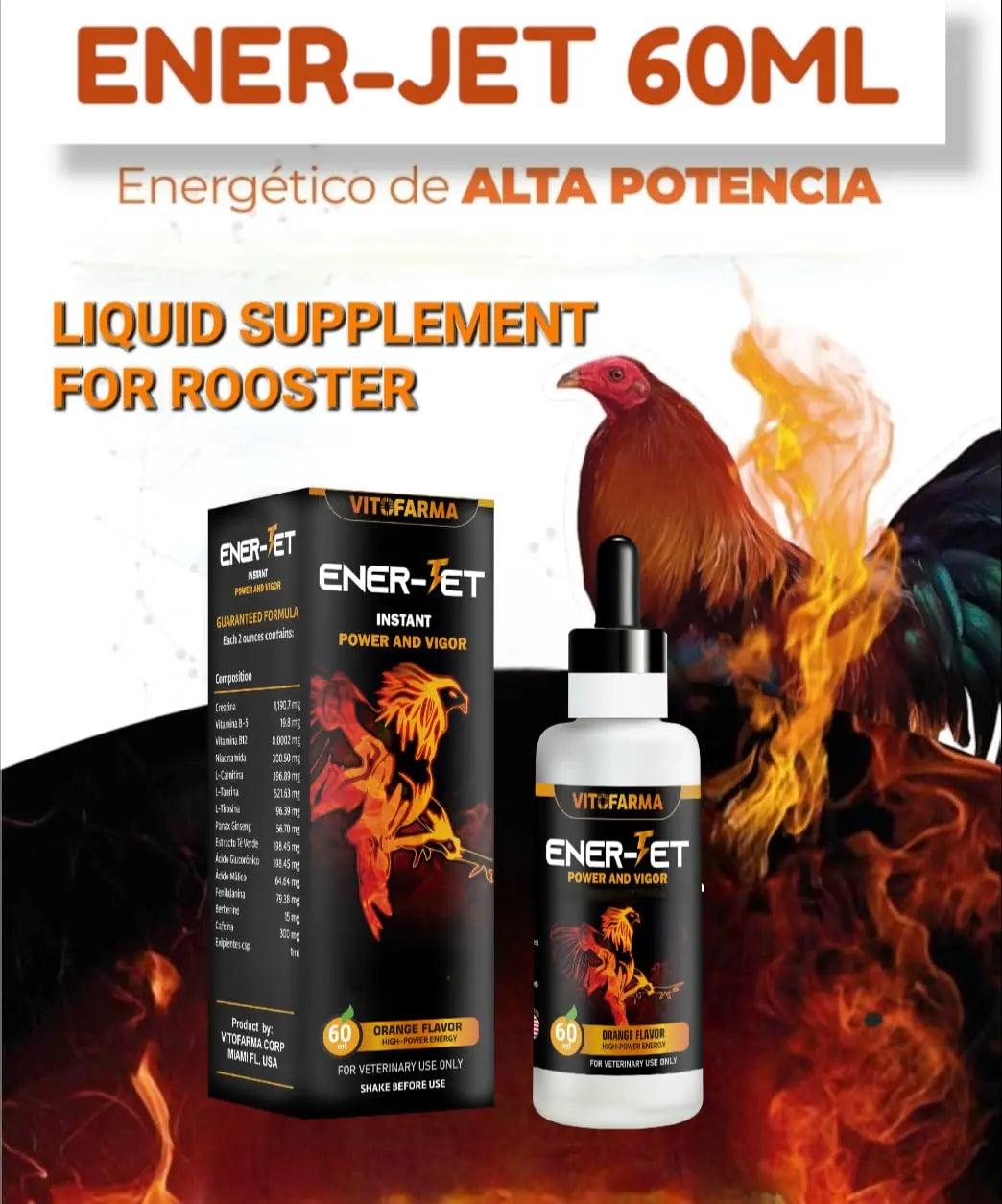 VITOFARMA Ener-Jet Energy Booster for Rooster Natural Multivitamin - Liquid 60 ml VITOFARMA uk supplements