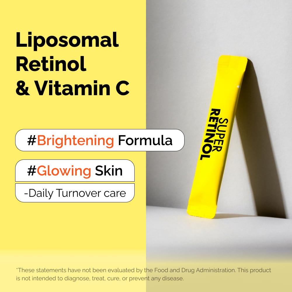 VITALBEAUTIE Super Retinol - Ingestible Liposomal Retinol & Vitamin C 1000mg Powder - Vegan K-Beauty Skin Supplement for Radiant Glass Skin & Tone, Dark Spot Care, 30 Packets VITALBEAUTIE uk supplements