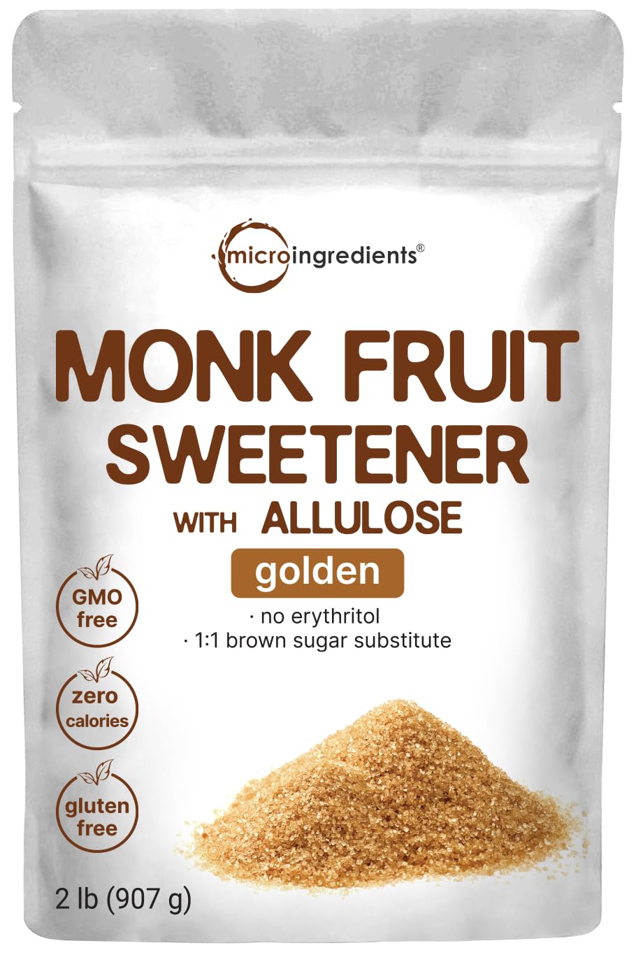 Golden Monk Fruit Sweetener with Allulose, 2 lbs | No Erythritol, No Aftertaste Micro Ingredients uk supplements