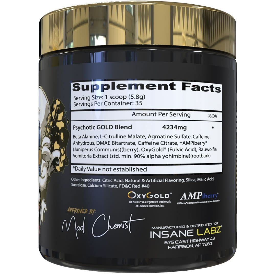 Insane Labz Psychotic Gold and Insane Veinz Gold Pre Workout Nitric Oxide Booster Stack Insane Labz uk supplements