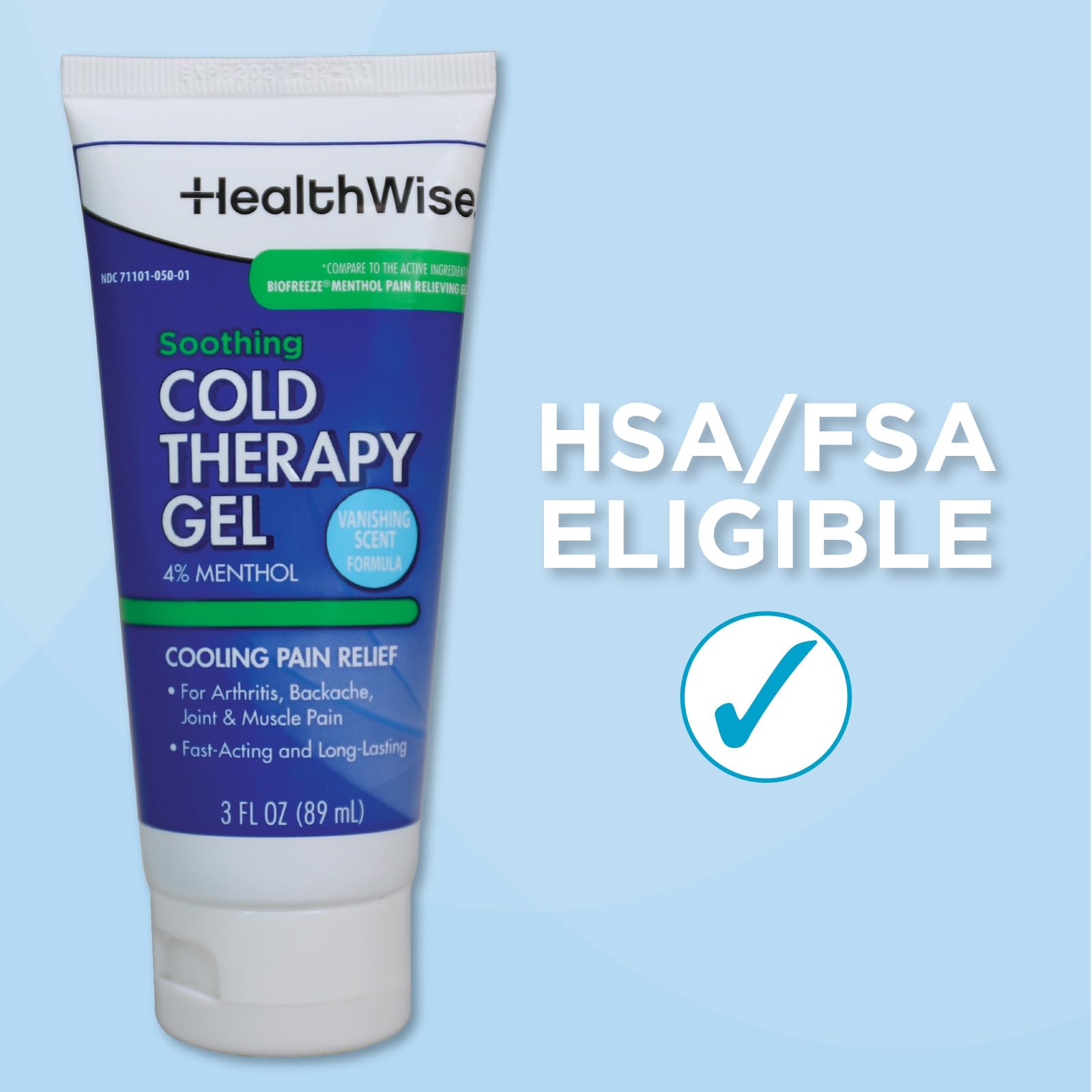 HealthWise Soothing Cold Therapy Gel | 4% Menthol | Vanishing Scent | 3.0 Oz | Arthritis Pain Relief | Topical Analgesic HealthWise uk supplements