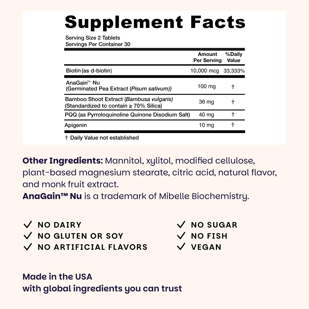 EZ Melts Hair Health Complete - Hair Supplement to Support Strength & Growth - Includes AnaGain Nu, Biotin, Apigenin, Bambo Silica & More - 60 Sublingual Tablets (30 Servings) EZ Melts uk supplements