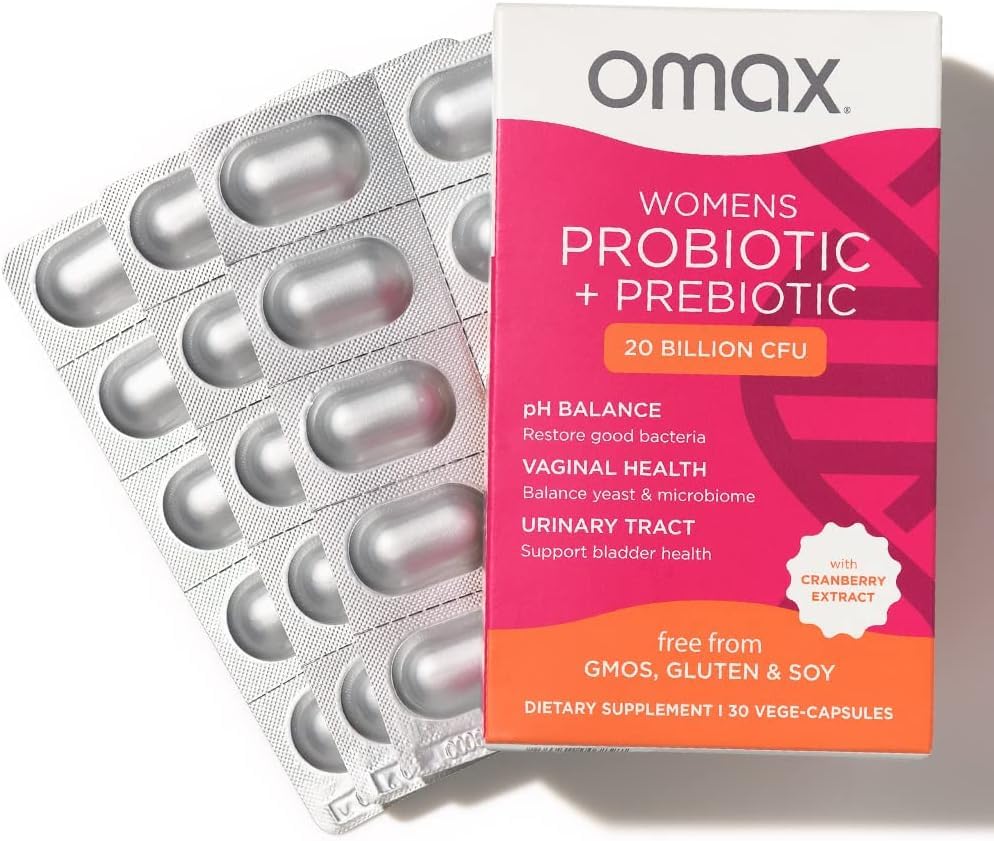 2 Pack Omax Prebiotics & Probiotics for Women, pH Balance, Vaginal Health, Urinary Tract, Yeast Omax3 uk supplements
