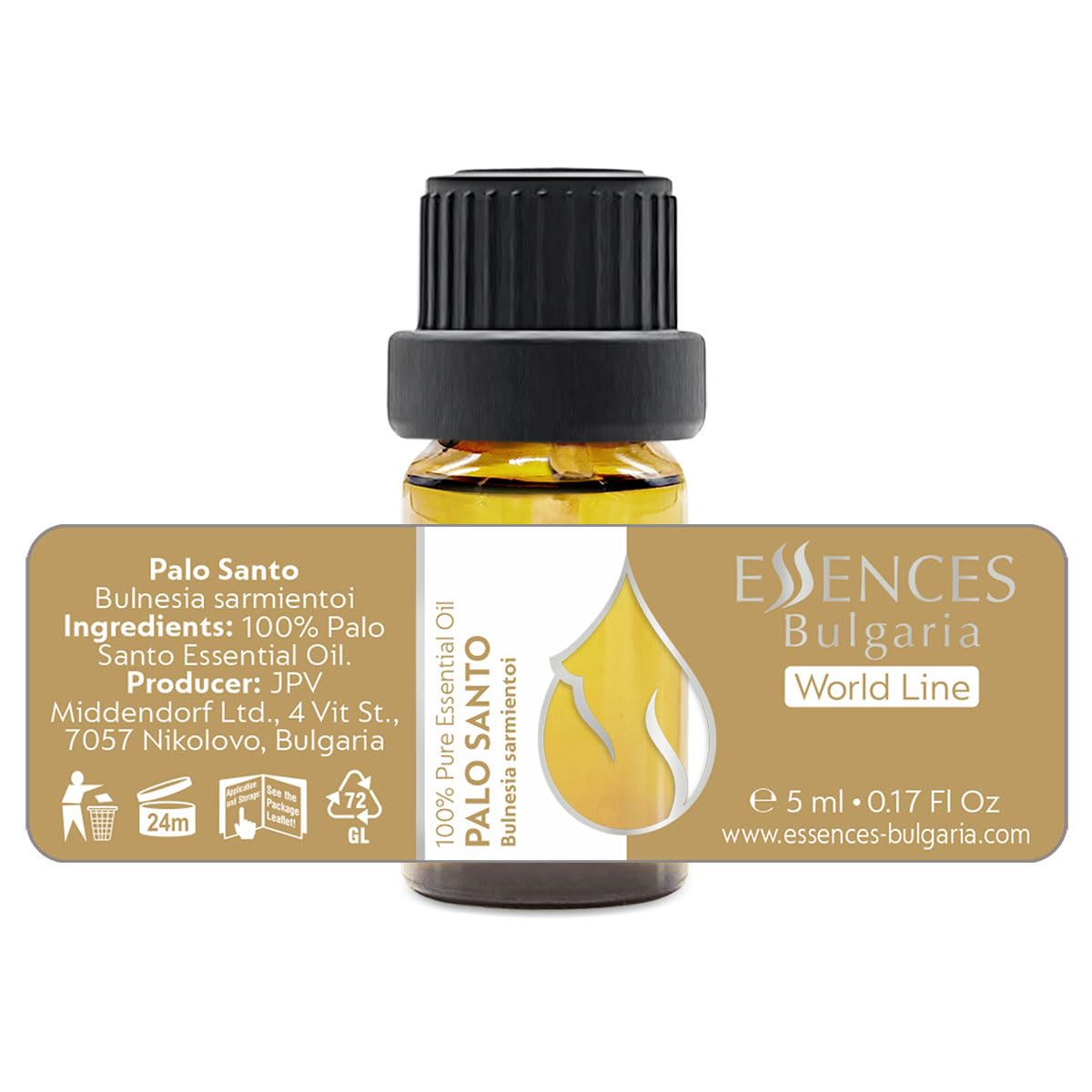 Essences Bulgaria Palo Santo Essential Oil 0.17 Fl Oz 5ml Bulnesia Sarmientoi - 100% Pure Natural Essences Bulgaria uk supplements