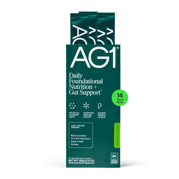 AG1 Athletic Greens Powder Supplement, Improve Gut Health, Multivitamin, Probiotic, Gluten Free, Vegan and Keto Friendly, 75 Vitamins (Travel Packs, 14 Count) - Classic Formula AG1 uk supplements