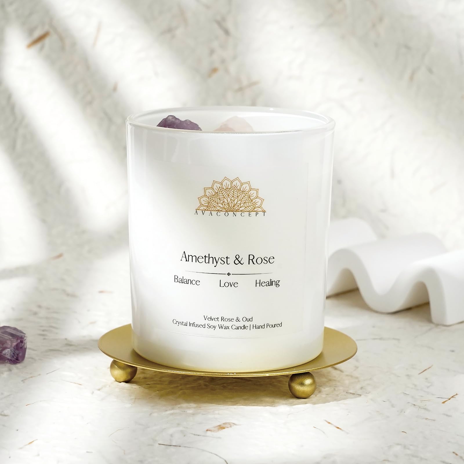 Ava Concept Scented Crystal Candle 10 oz jar Candle (Velvet Rose & Oud) ava concept uk supplements