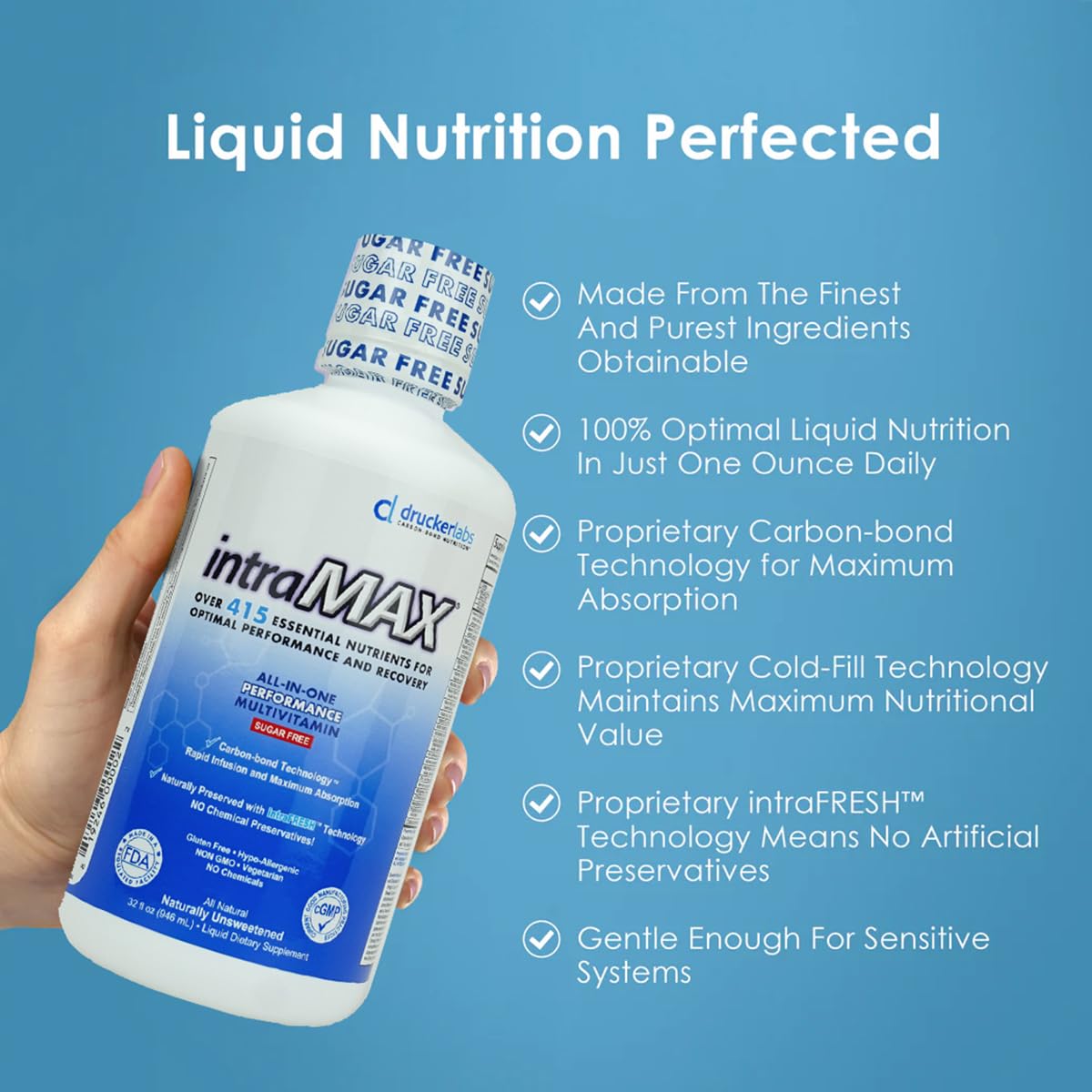 intraMAX Drucker Labs Organic Sugar-Free All-in-One Performance Liquid Multivitamin for Men & Women | Non-GMO, Gluten & Dairy Free | with Magnesium, Zinc, Vitamins D, C & E | 32 oz intraMAX uk supplements