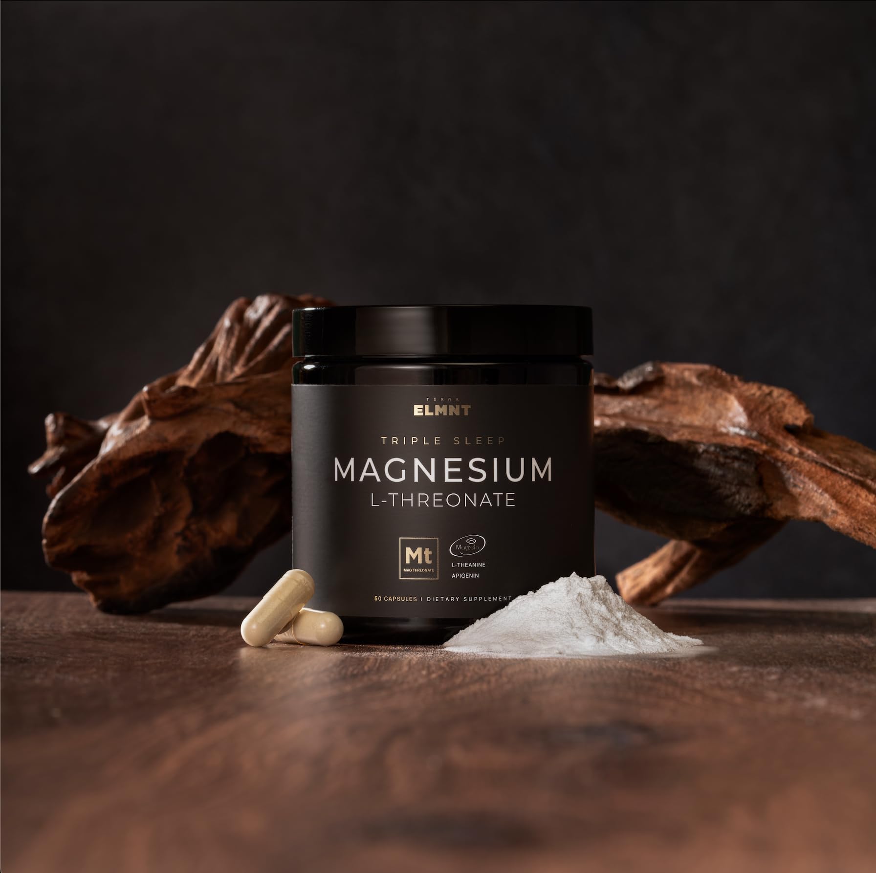 Triple Sleep Magnesium L-Threonate w. Apigenin, Theanine & Magtein Magnesium L Threonate - High Absorption Magnesium Supplement Capsules for Men and Women Magnesium Powder Pills TERRA ELMNT uk supplements
