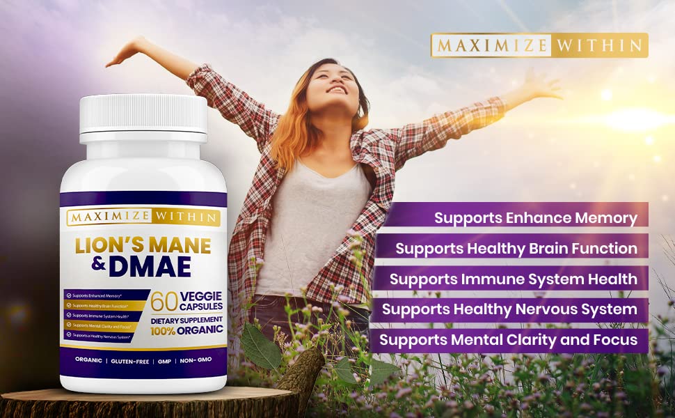 Lion's Mane & DMAE Capsules: Enhance Memory, Boost Mental Clarity Maximum Slim uk supplements