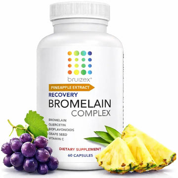 Bruizex Bromelain & Quercetin Recovery Complex - Post Surgery Recovery Bruising, Swelling Relief, Lymphatic Drainage - Post 360 lipo, BBL, Liposuction, Tummy Tuck - Non GMO - 60 Capsules Bruizex uk supplements