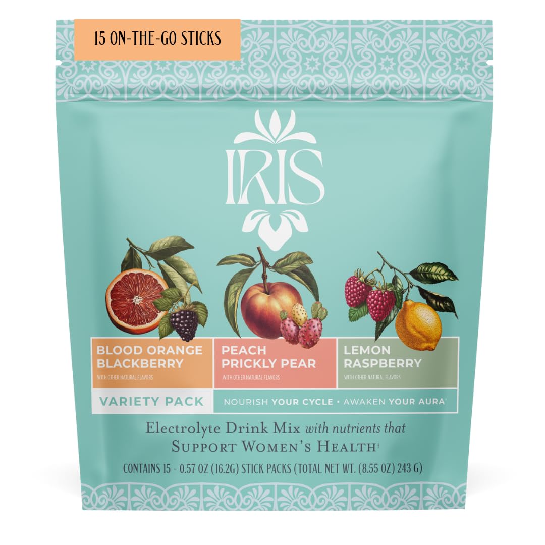 Iris Women’s Hormonal Health Daily Electrolyte Drink Mix | High Fiber, Essential B Vitamins for Mood Support | 40:1 Myo & D‑Chiro Inositol | Variety Pack, Iris uk supplements
