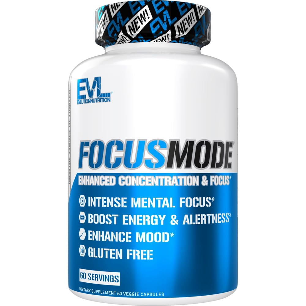 Evlution Nutrition Mental Energy and Focus Supplement for Adults - Nootropics Brain Support Supplement with Caffeine L Theanine Alpha GPC and L-Tyrosine - Focus Pills for Sustained Peak Performance Evlution uk supplements
