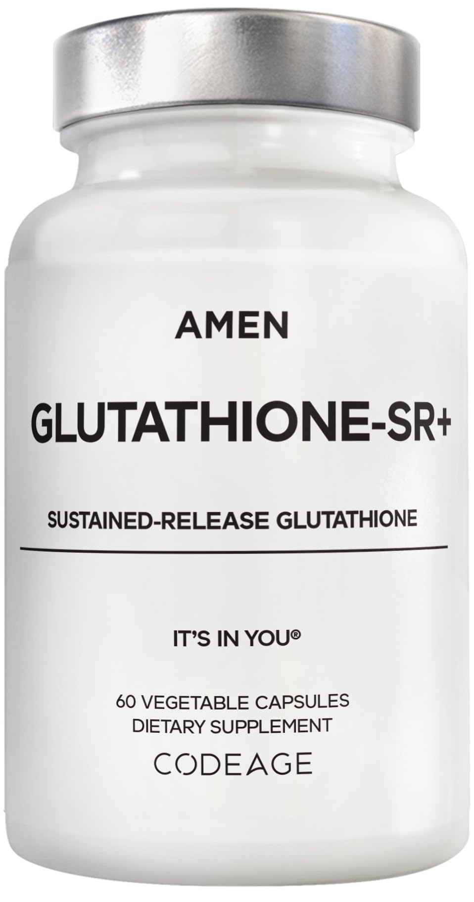 Amen Glutathione-SR+ Advanced Sustained-Release Supplement - 2-Month Supply - Reduced L-Glutathione - Galactomannans Fenugreek Seed - Time-Reduced Matrix - Non-GMO - 60 Capsules Amen uk supplements